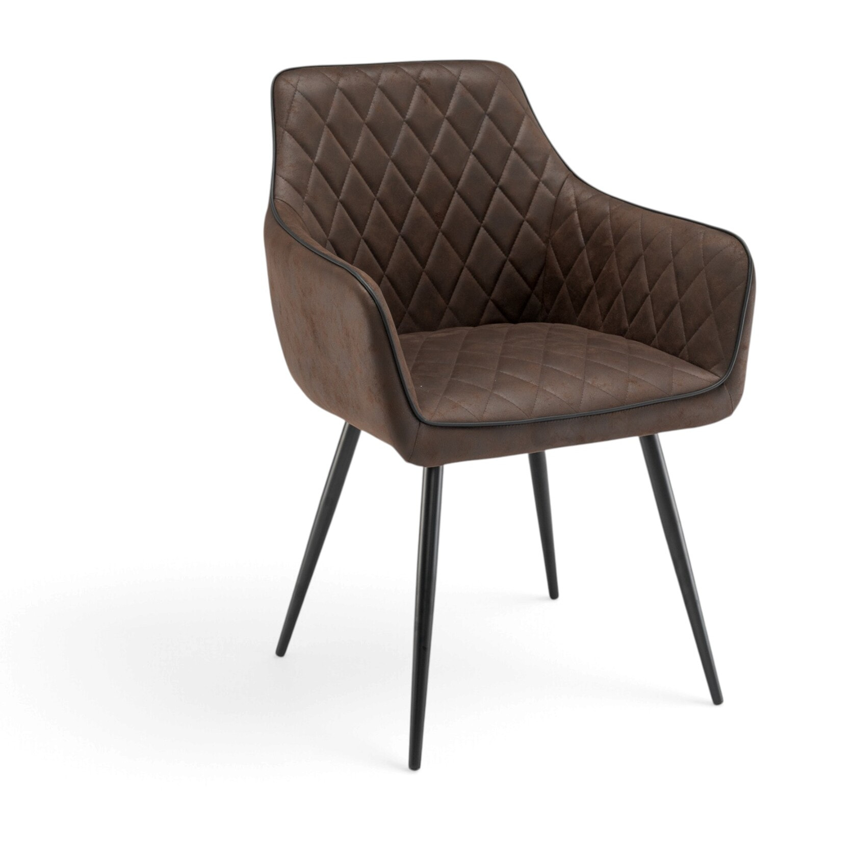 Set di 2 poltroncine LEON in similpelle marrone e gambe nere