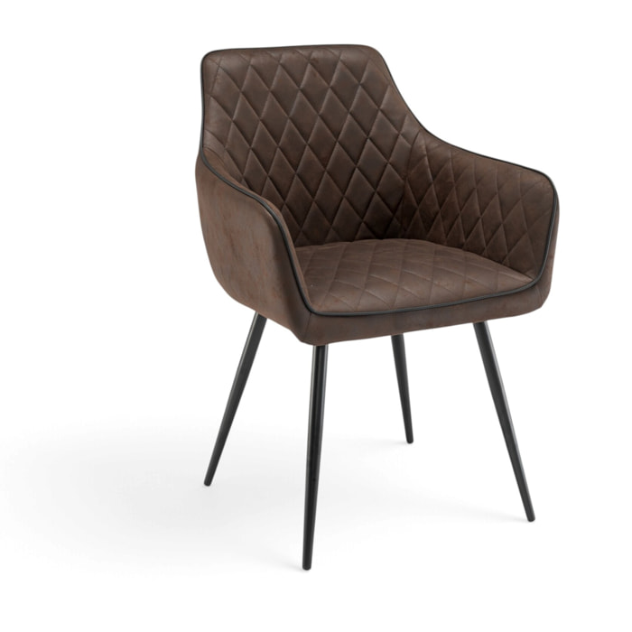 Set di 2 poltroncine LEON in similpelle marrone e gambe nere
