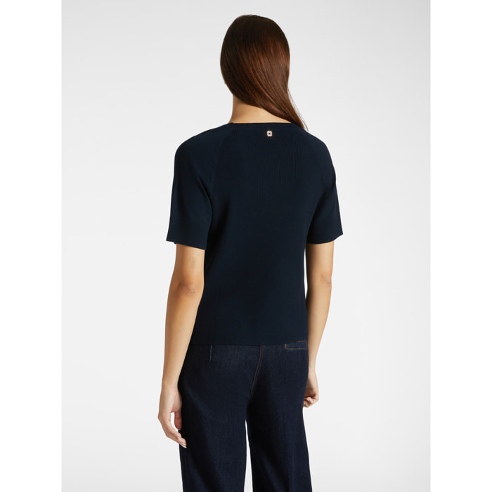 Elena Mirò - Jersey de manga corta en viscosa LENZING™ ECOVERO™ - Azul