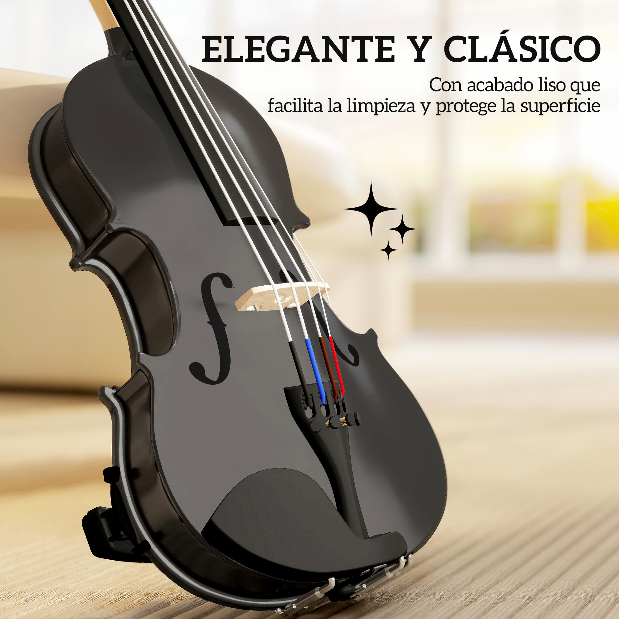 Violín 4/4 de Tamaño Completo de Madera, Set de Violín para Principiantes, Adultos y Niños, con Estuche Ligero, Arco, Colofonia, Afinadores, Cuerdas y Soporte para Hombro, Negro