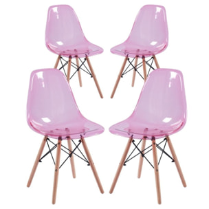 Set 4 sedie trasparenti rosa - Betty