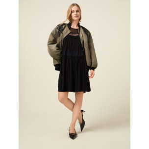 Oltre - Vestito flare in creponne con pizzo - Nero