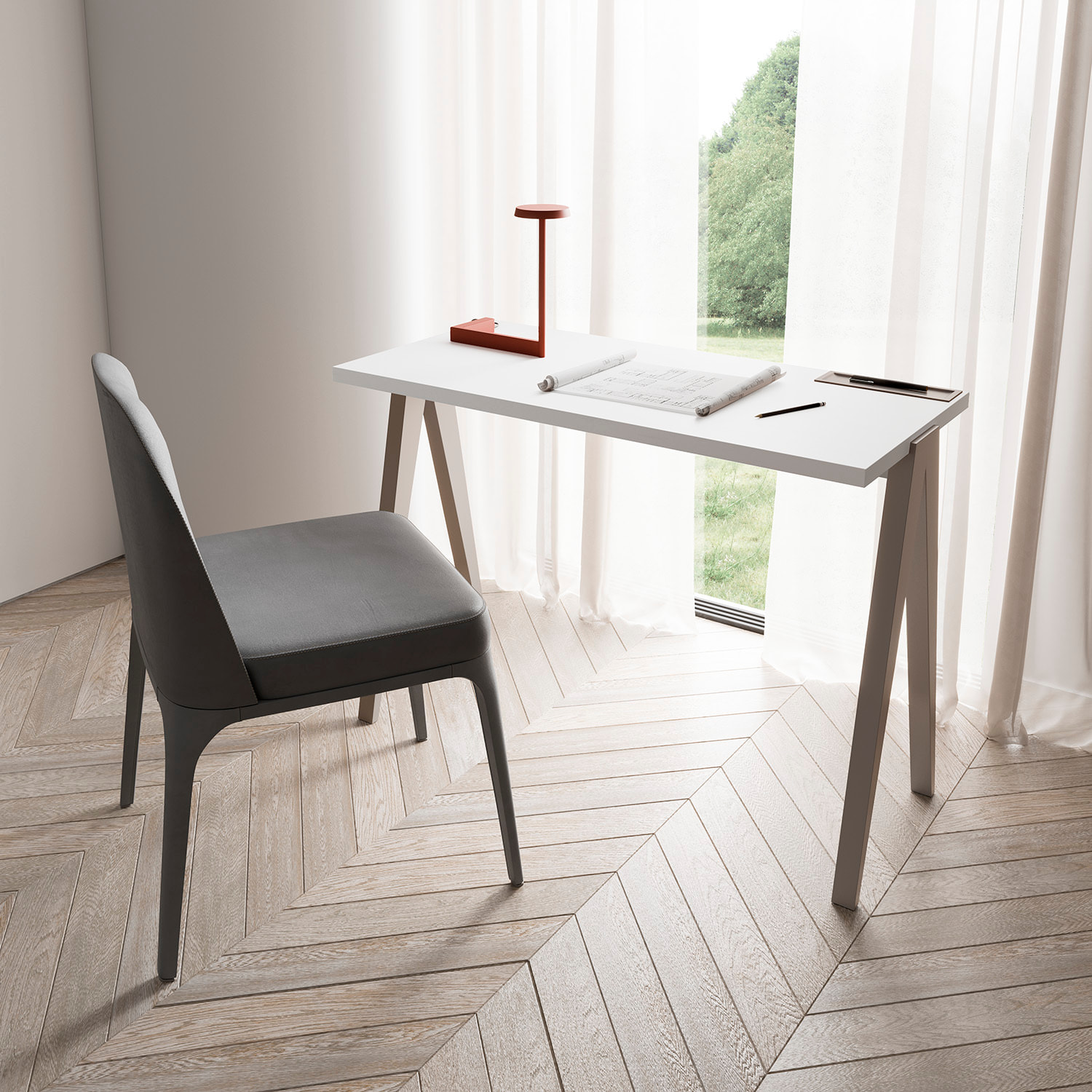 Escritorio Colmar blanco y arena 78x107x49 cm