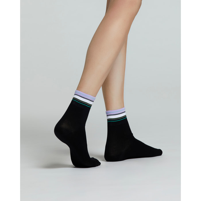 CALZA COTONE STERLIZIA FANTASIA A RIGHE MULTICOLOR