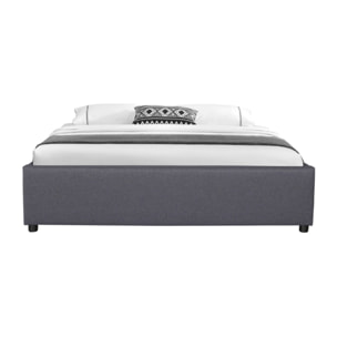 Lit coffre avec sommier Otto - Gris - Tissu