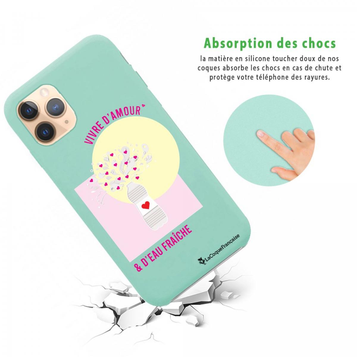 Coque iPhone 11 Pro Silicone Liquide Douce vert pâle Vivre D'amour et D'eau fraîche La Coque Francaise.