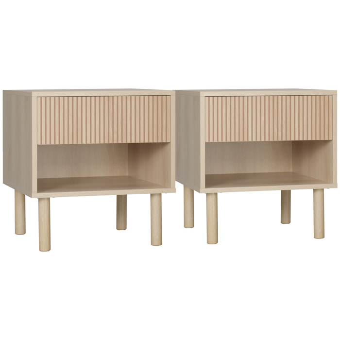 Lot de 2 chevets design Urban Craft tiroir niche effet bois clair naturel