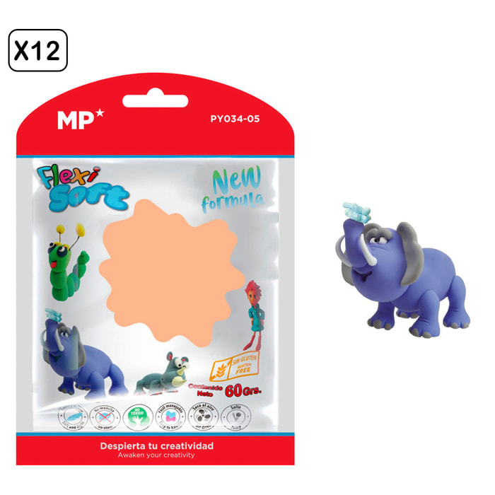 PACK 12 Uds. PASTA DE MODELAR 60 g NARANJA NEÓN