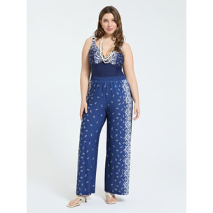 Fiorella Rubino - Pantalones Wide Leg estampado bandana - Azul