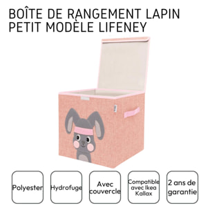 Boîte de rangement en tissu pour enfant "lapin" avec couvercle, compatible Ikea Kallax Lifeney