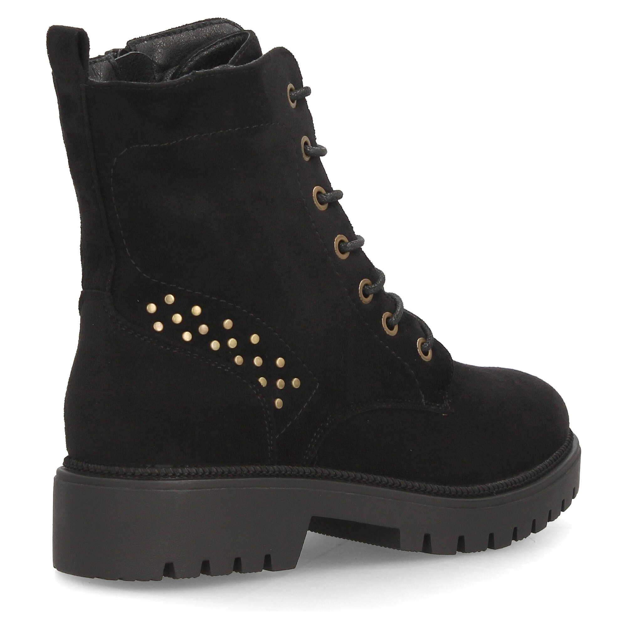 Botines militares con cordones y tachuelas para mujer