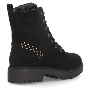 Botines militares con cordones y tachuelas para mujer