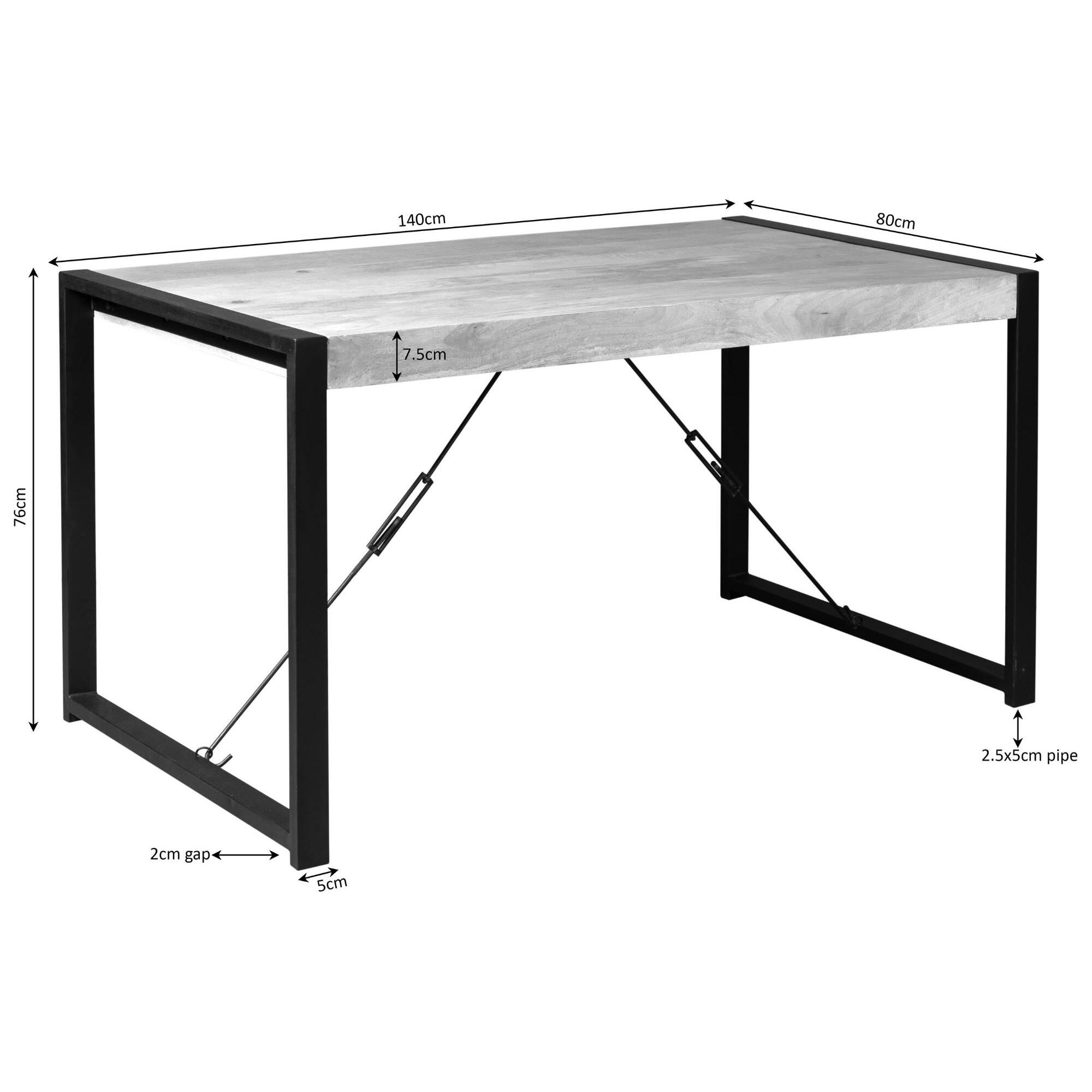 Table à manger bois métal 140 cm MILORA