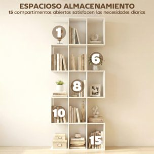 Estantería de 5 Niveles, Biblioteca Estrecha, Librería en Forma de S, para Salón, Dormitorio, Estudio, Oficina, 80x24x200 cm, Blanco