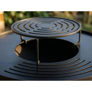 Barbecue rond avec plaque d'acier ronde et grille