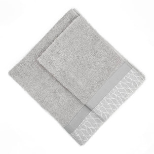Set Spugna VENTOTENE 2 Pezzi: Viso+Ospite - Grigio - 450 gr/m² - Puro Cotone