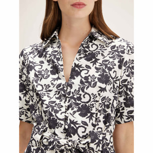 Motivi - Vestido camisero con estampado floral - Negro