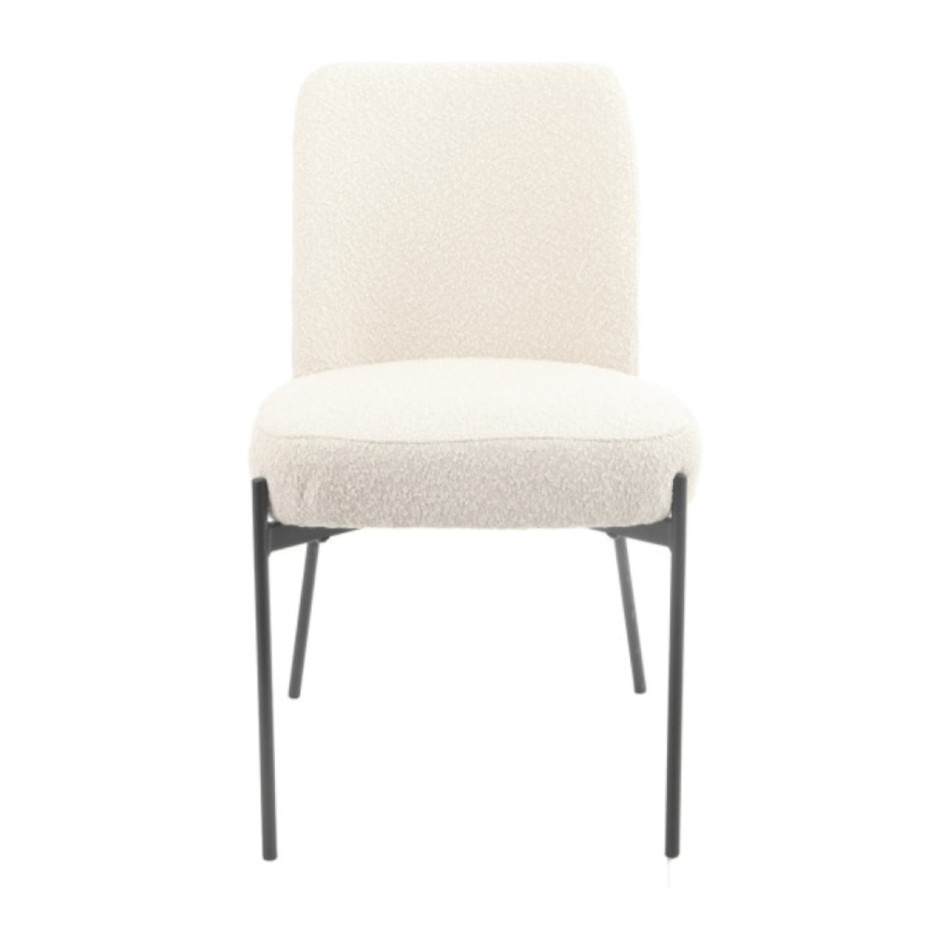 Chaise bouclette beige imitation laine de mouton et pieds métal noir - BOUCLE