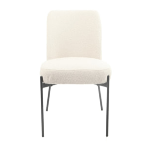 Chaise bouclette beige imitation laine de mouton et pieds métal noir - BOUCLE