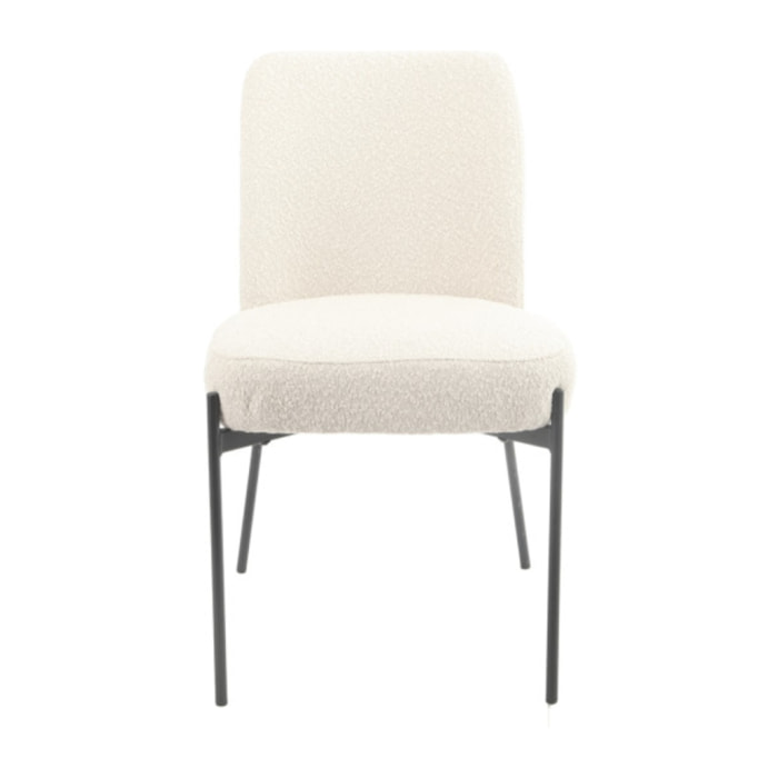 Chaise bouclette beige imitation laine de mouton et pieds métal noir - BOUCLE
