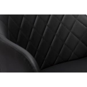 Tabouret de bar design réglable pivotant 360° noir et bois foncé LUCIEN