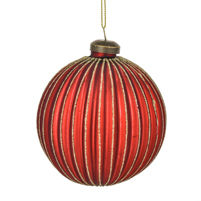 Sfera con Riga - Pezzi 2 - Colore Rosso - 12x12Hx12cm - Bianchi Dino