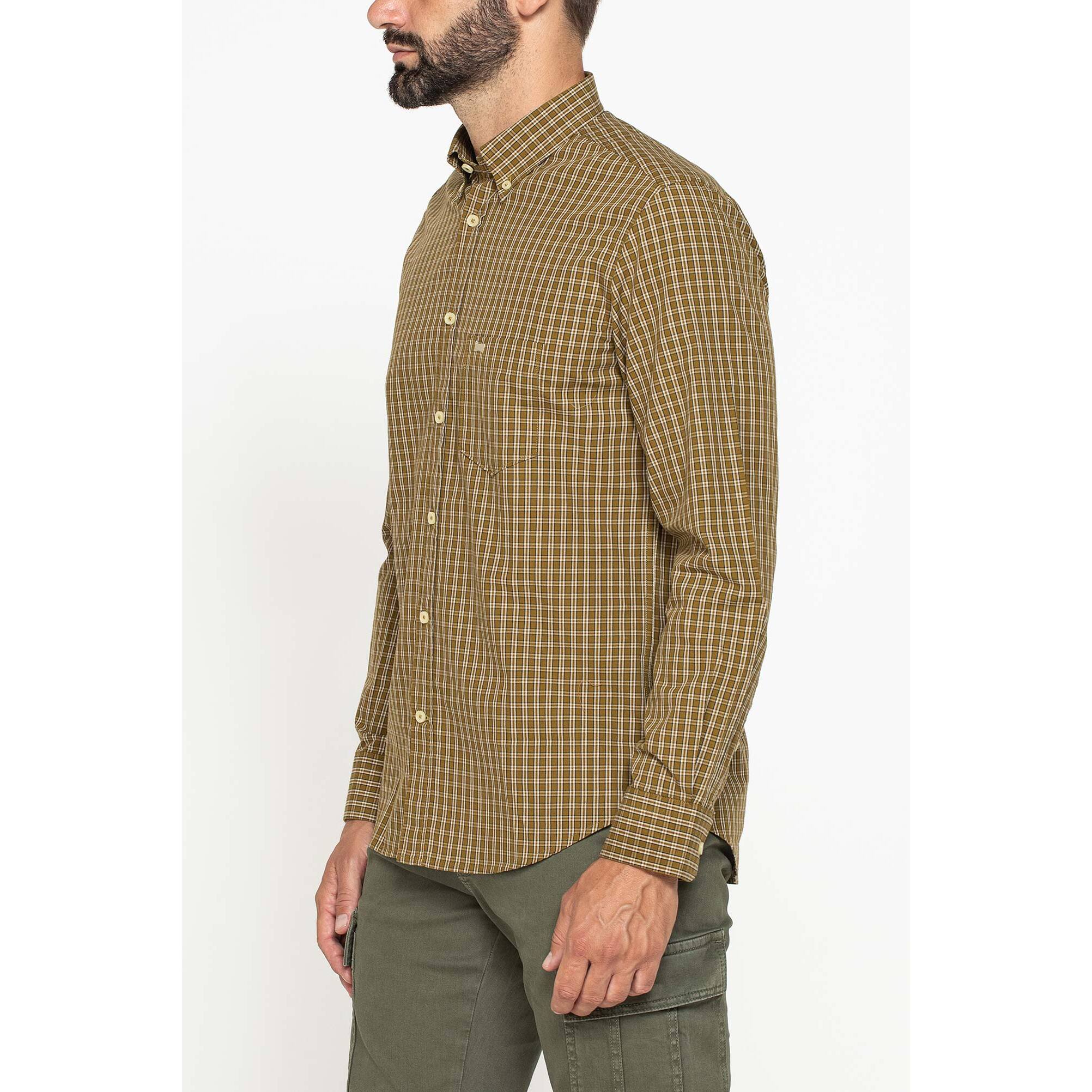 CAMICIA FANTASIA TINTO FILO CON COLLO BUTTON-DOWN