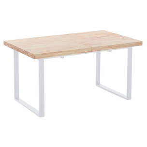 Mesa de comedor extensible Natural Roble salvaje - Blanco