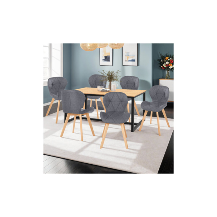 Chaises Gatsby en tissu et pieds bois - Gris