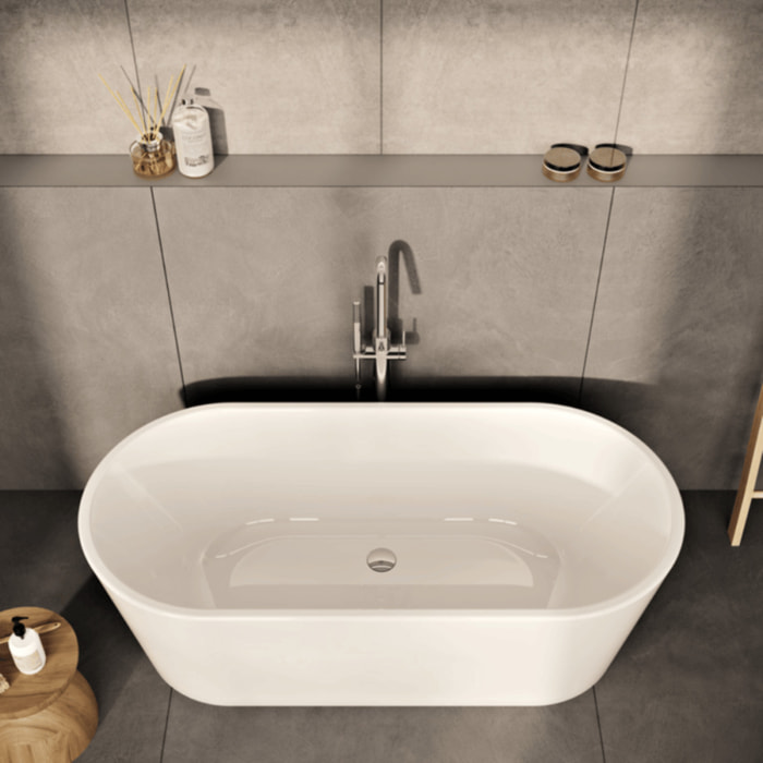 Baignoire îlot murale VITRA Geo 180x80 + pieds + siphon standard