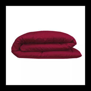 Housse de couette satin de coton uni rouge Ava uni dahlia