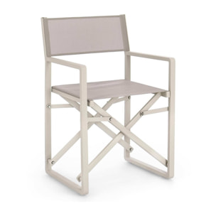 Set sedie regista da giardino KONNOR in textilene tortora e struttura in alluminio beige