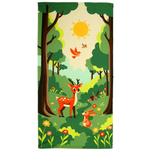 Serviette de plage microfibre enfant - Foret - 70x140cm - 220g/m²