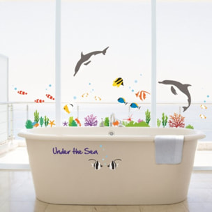 Stickers Muraux décoration adhésifs poissons dauphins