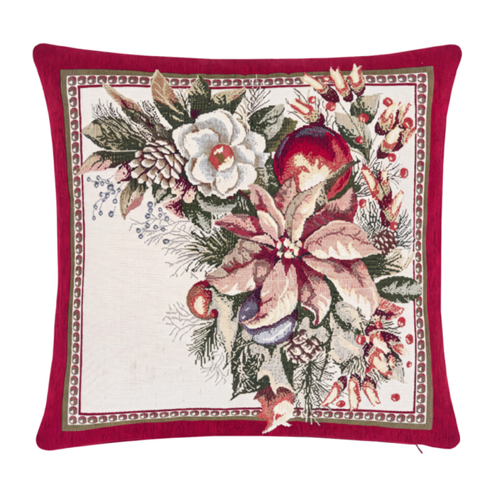 Fodera Per Cuscino Arredo Natalizio In Tessuto Gobelin Cinigliato Made in Italy Disegno Garland