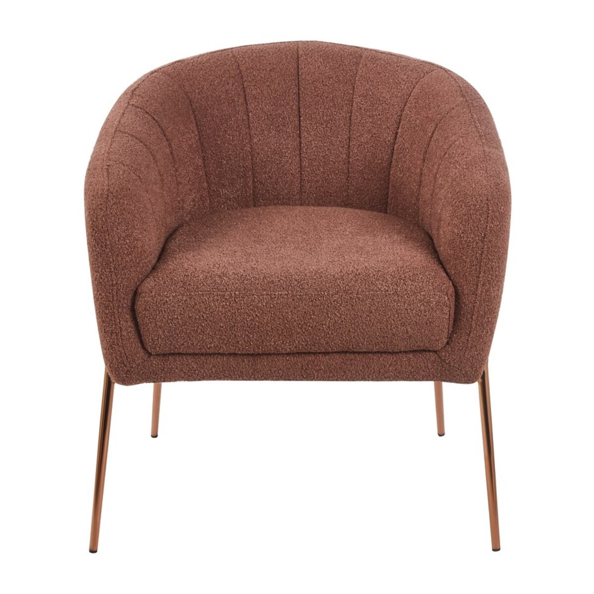 Poltrona in tessuto bouclé marrone con gambe metallo - Cloud