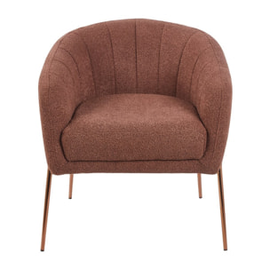 Poltrona in tessuto bouclé marrone con gambe metallo - Cloud