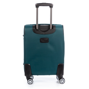 Set di 3 valigie Trolley espandibili in tessuto, semi-rigide. Chiusura numerica, 4 ruote girevoli a 360°.