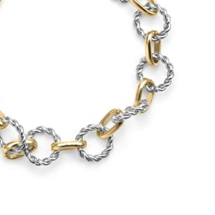 Pulsera Liona acabado plata y oro amarillo 18k