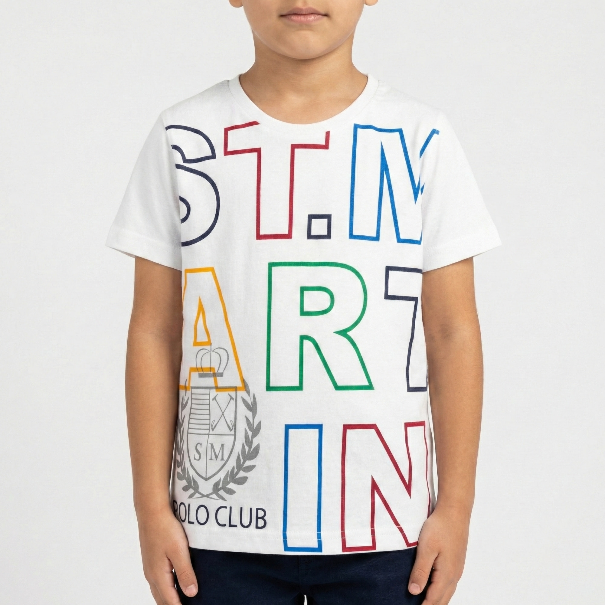 T-shirt maniche corte con stampa logo multicolor