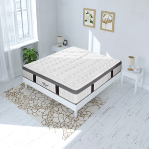 Ensemble Matelas Altesse & Sommier Kit Bois, Mémoire de Forme & Hyper Soft, 27 cm, Accueil Enveloppant, Soutien Ferme