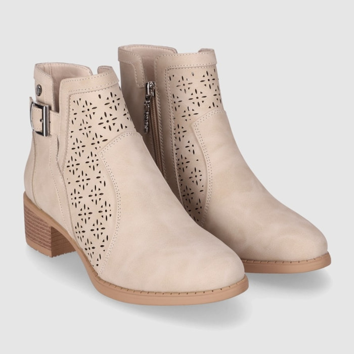 Botines - Beig - Tacón: 3 cm