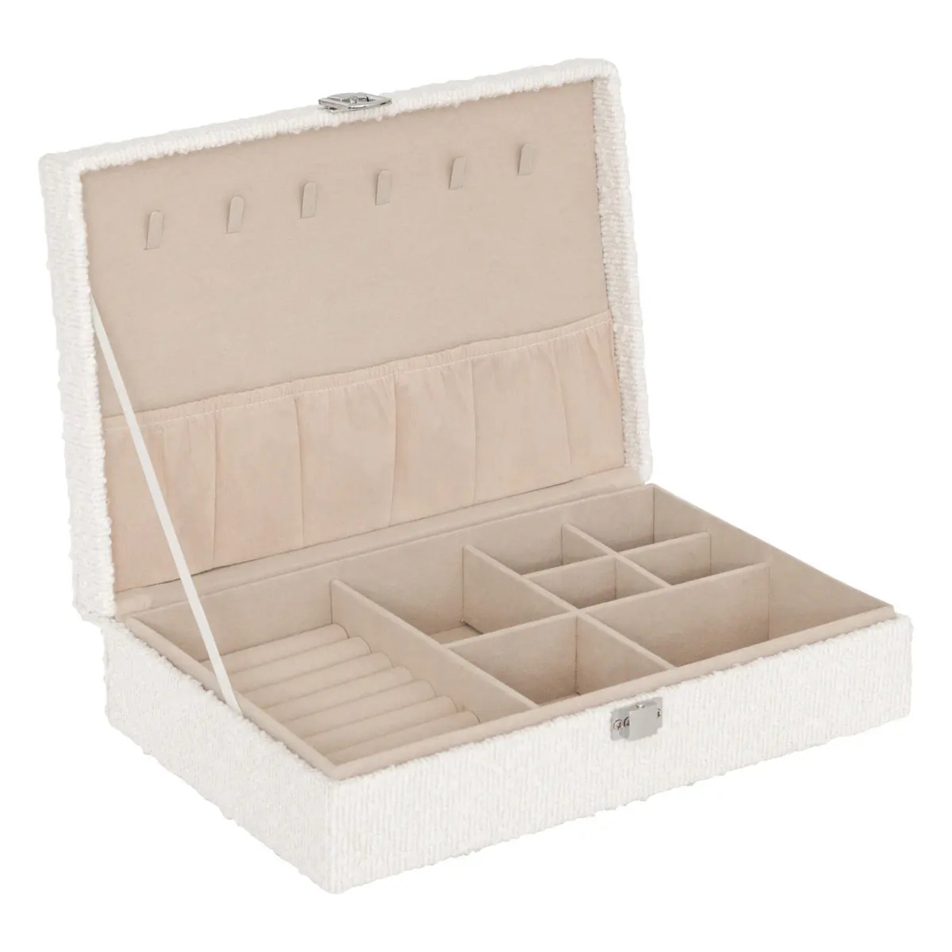 Boîte à bijou "Loe" bouclette blanc 28x19cm