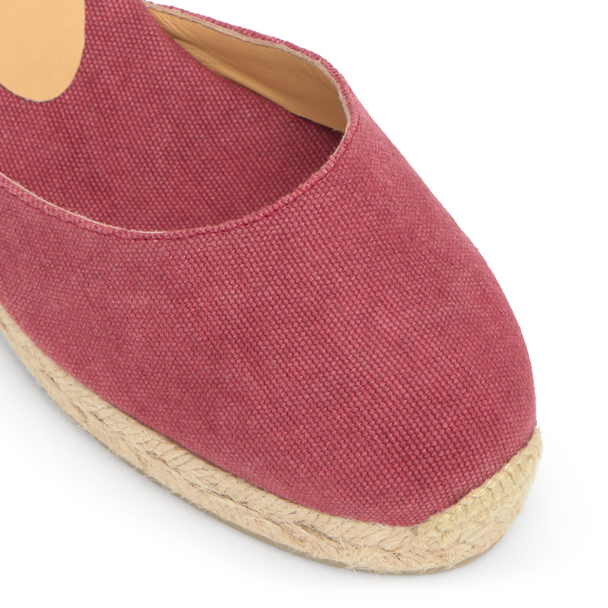 Alpargata de cuña 6 cm en lona de algodón con pala en v y cintas
