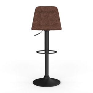 Tabourets de bar réglables Edison marron et pied métal noir - lot de 2