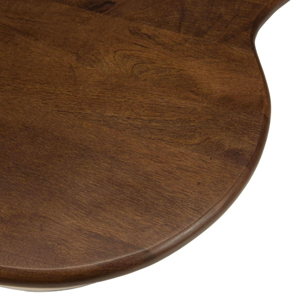JAMES - Table basse ovoïde plateau en manguier pied en métal ivoire JAMES