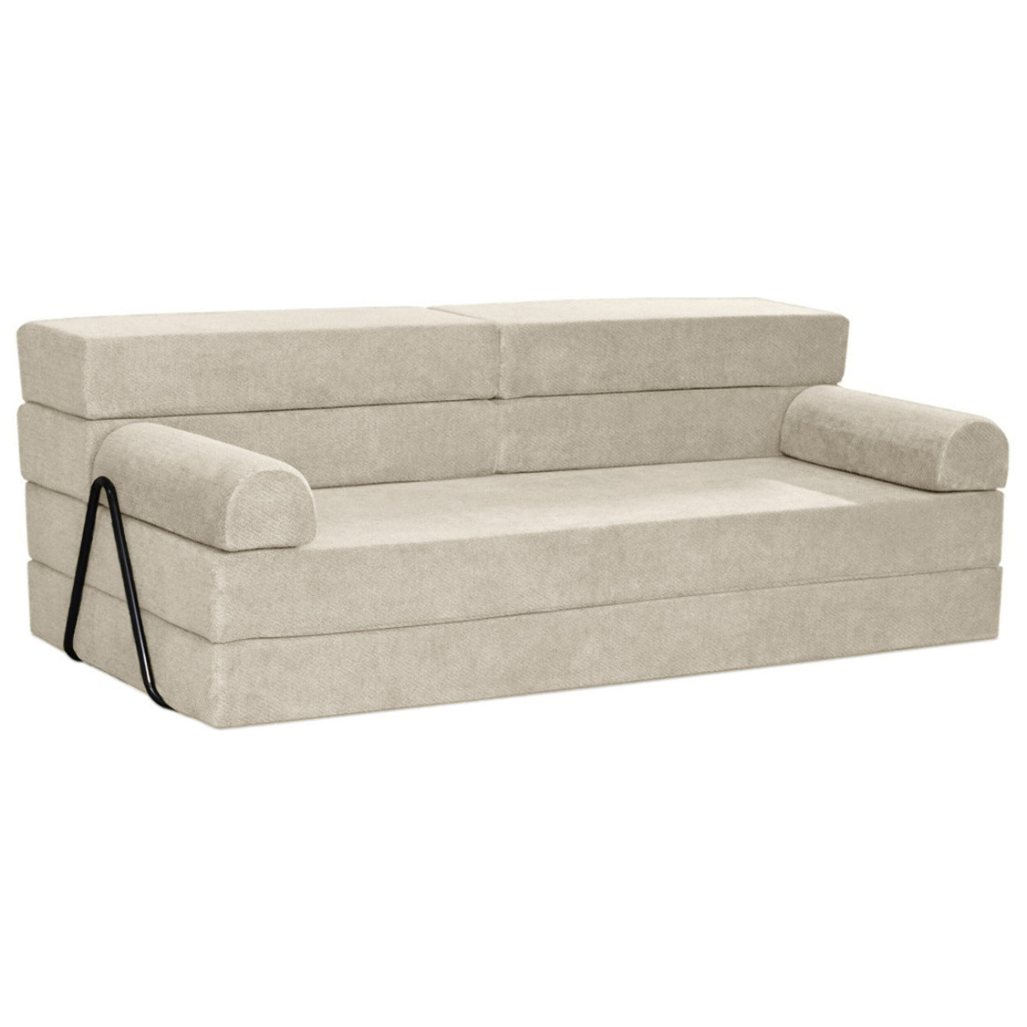 Astral - Canapé 3 places convertible en velours texturé - Beige