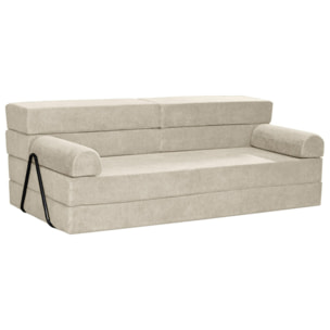 Astral - Canapé 3 places convertible en velours texturé - Beige