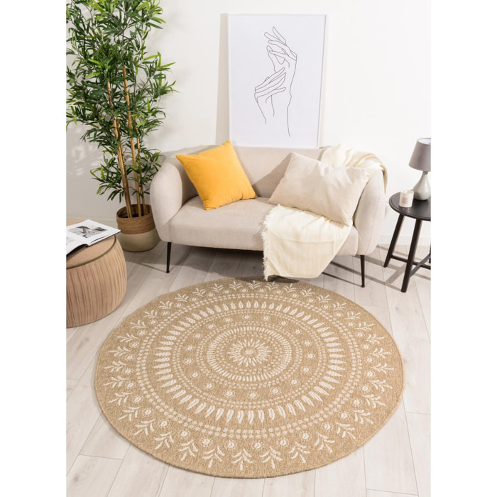 Nature - tapis effet jute blanc