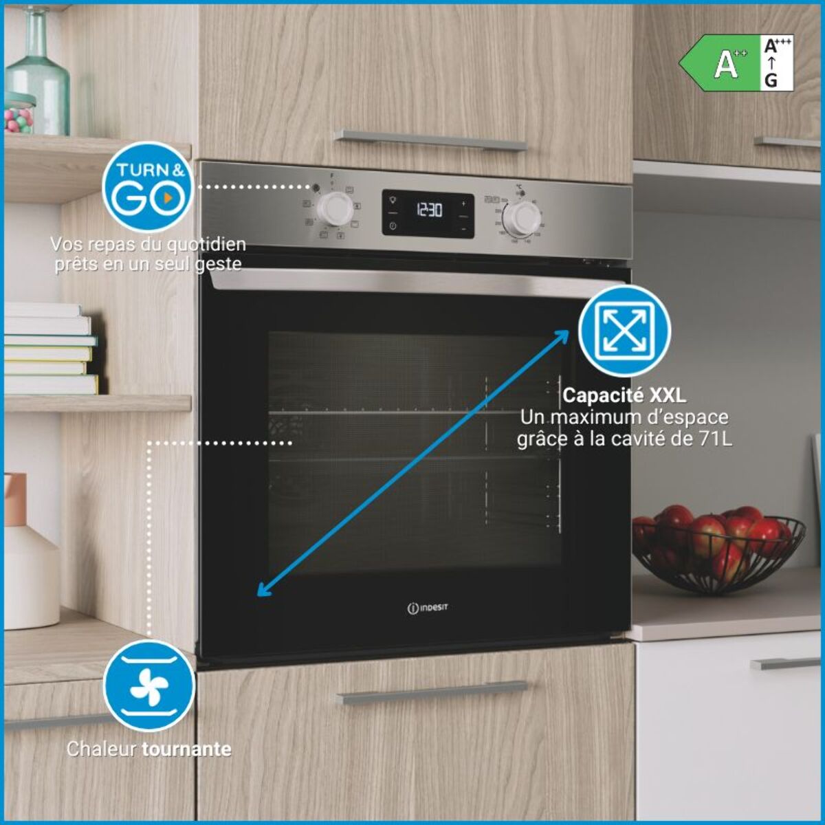 Four encastrable INDESIT IO275PX - Pyrolyse - Hydrolyse - Chaleur tournante - Porte froide